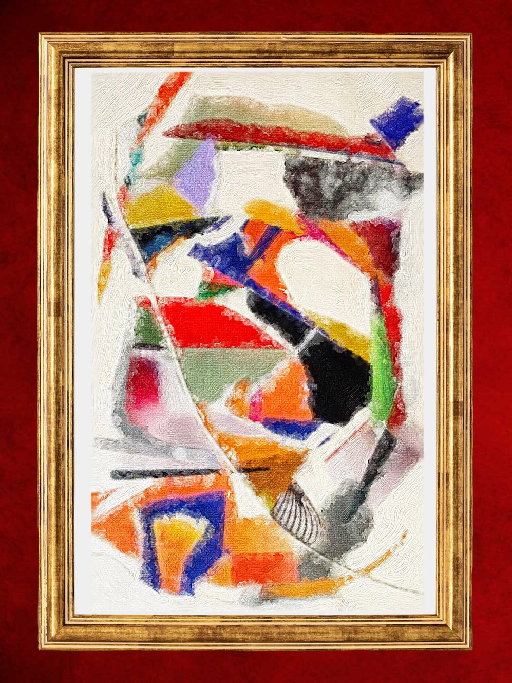 Impression sur Toile de Peinture à L'huile Originale Abstrait Contemporain Formes et Couleurs Géomét