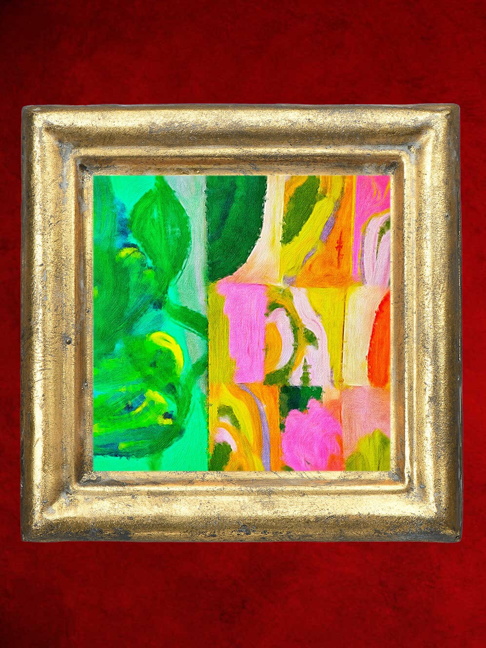 Impression sur Toile de Peinture à L'huile Originale Contemporary Abstract Hippie Boho Formes Géomét