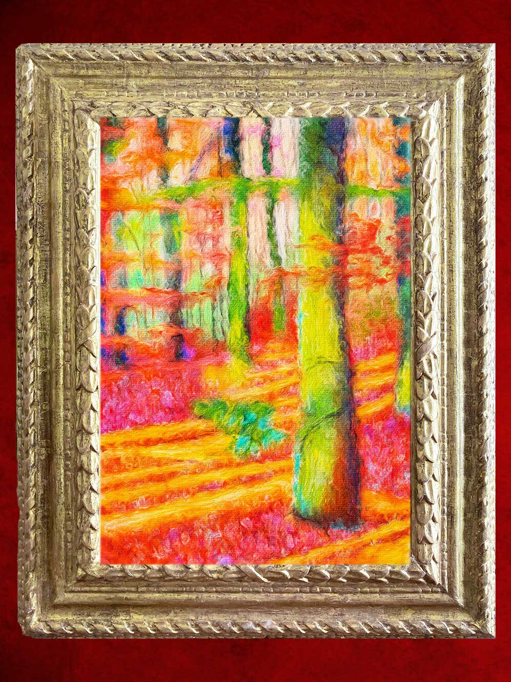 Impression sur Toile de Peinture à L'huile Originale Paysage Contemporain Bois Colorés