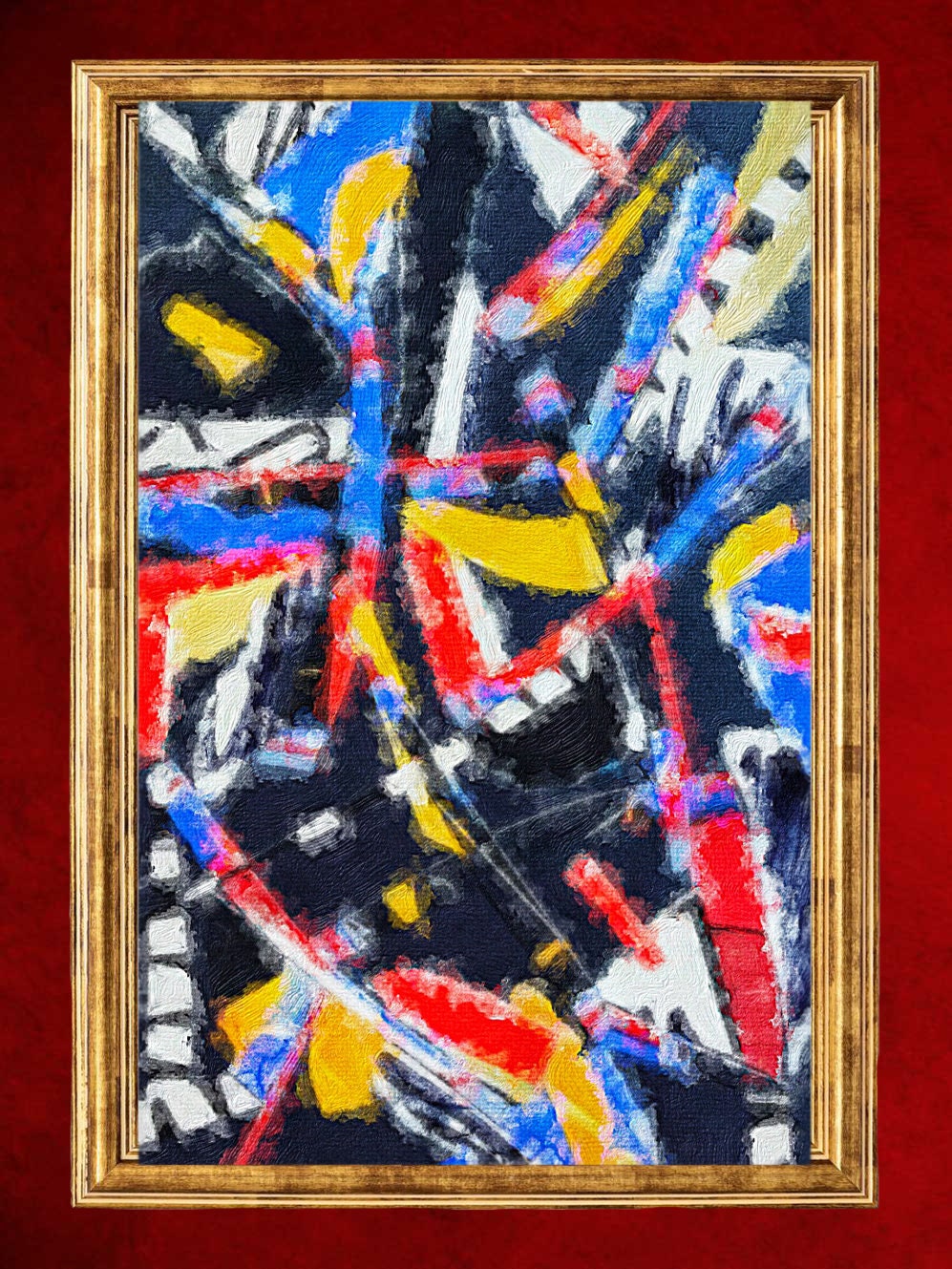 Impression sur Toile de Peinture à L'huile Originale Abstrait Contemporain Formes et Couleurs Géomét