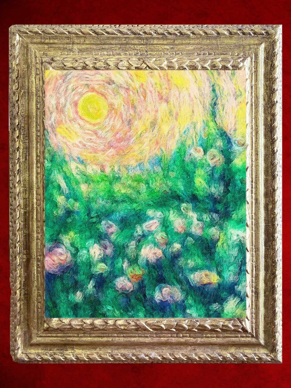 Impression sur Toile de Peinture à L'huile Originale Post-Impressionnisme Pointillisme Paysage Fleur