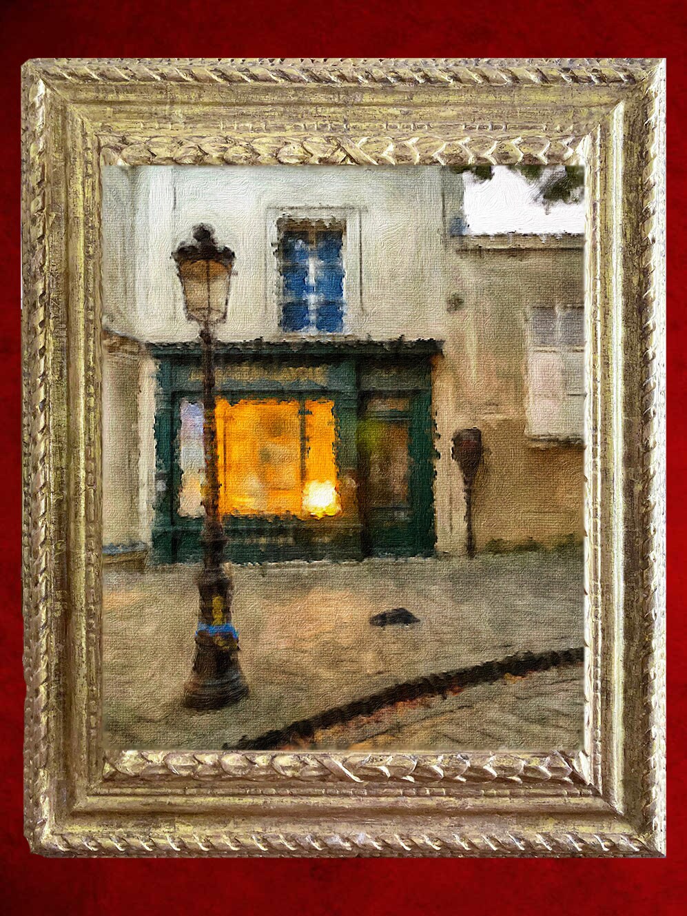 Impression sur Toile de Peinture à L'huile Originale Paysage Classique Paris Rue France