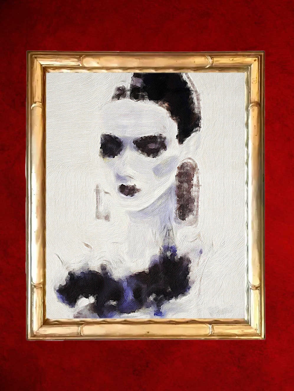 Impression sur Toile de Peinture à L'huile Originale Portrait Contemporain d'élégante Français Femme