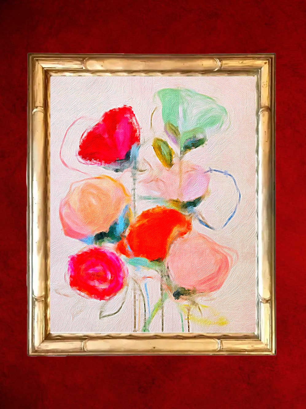 Impression sur Toile de Peinture à L'huile Originale Nature Contemporaine Morte Morte Nature Fleurs