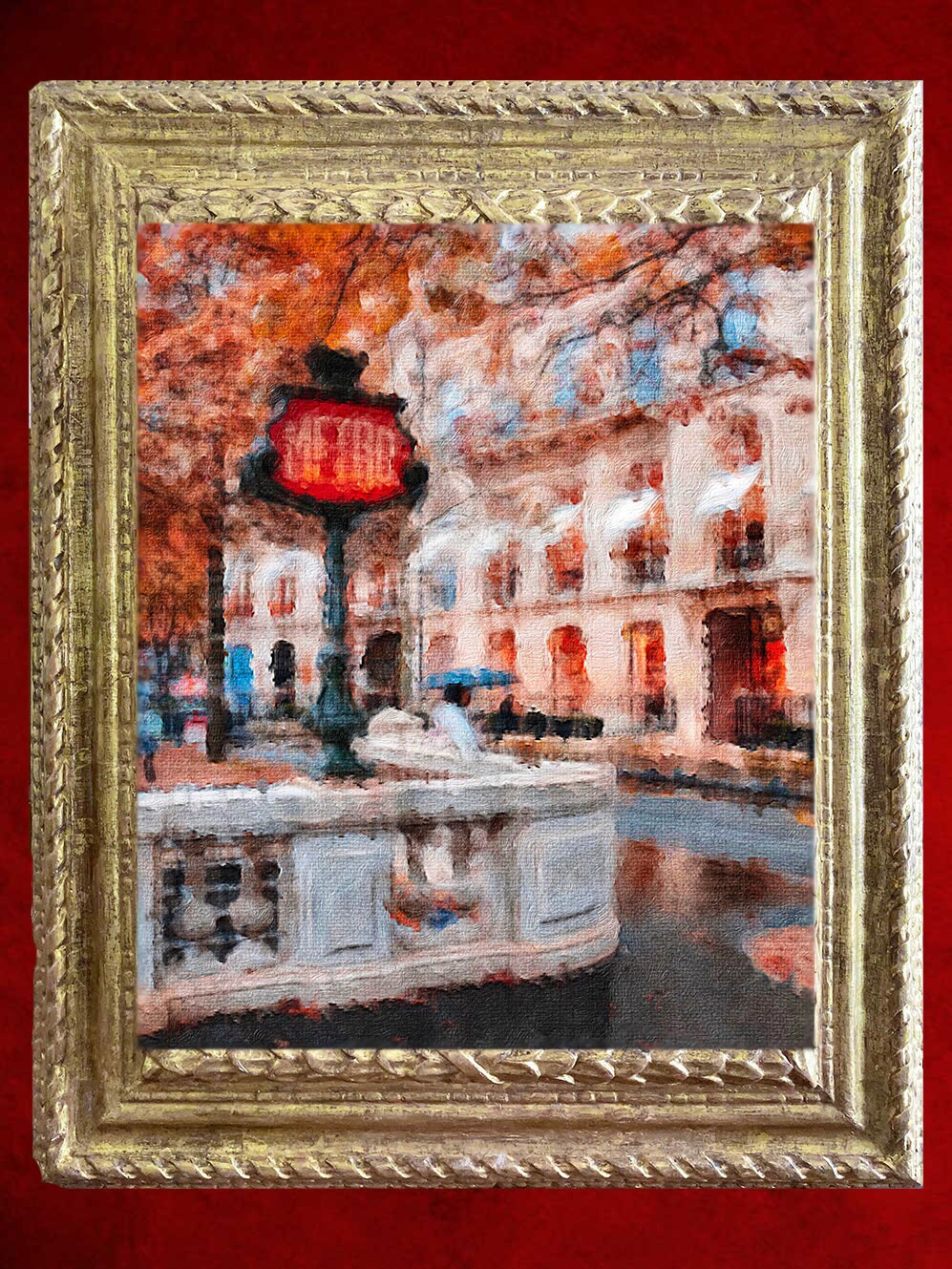 Impression sur Toile de Peinture à L'huile Originale Classique Paris Metro Paysage Paysage