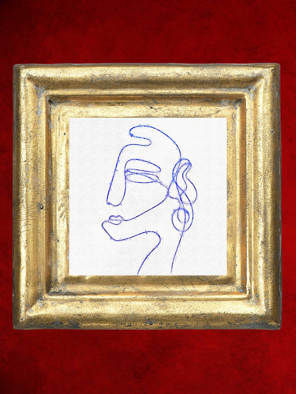 Impression sur Toile de Peinture à L'huile Originale Portrait Abstrait Contemporain Femme Minimalist