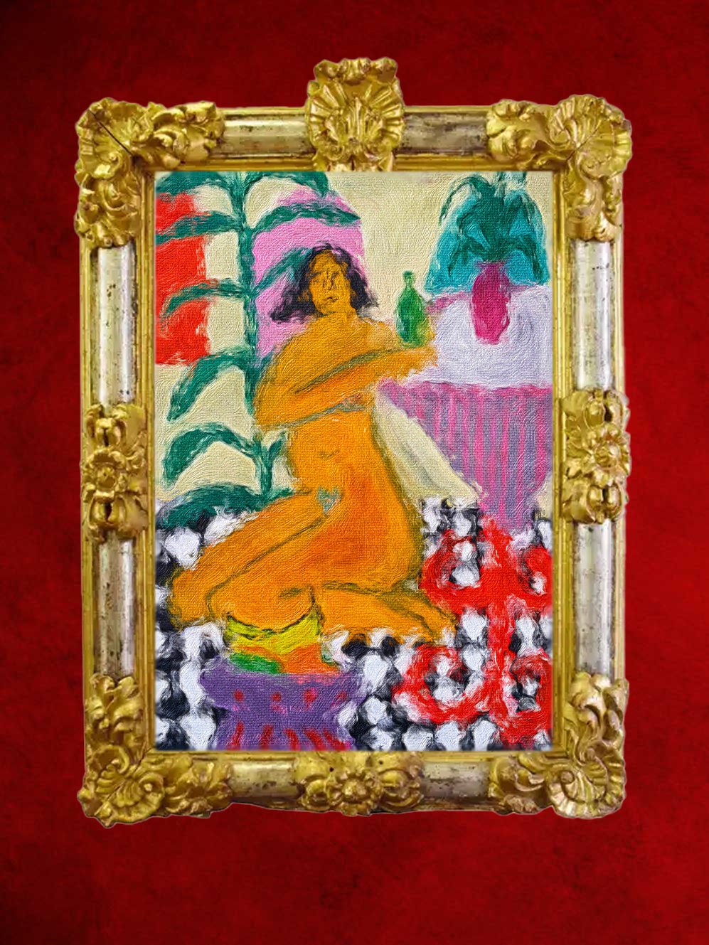 Impression sur Toile de Peinture à L'huile Originale Femme Nue Fauviste Contemporaine