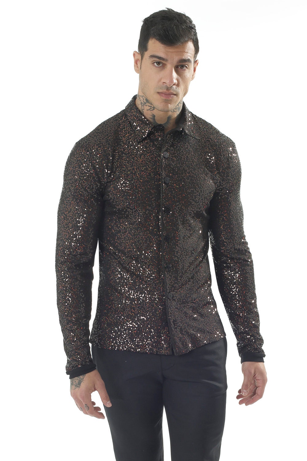 mens sparkly black shirt