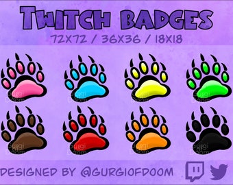 Bear Paw Twitch Sub/Cheer/Bit Badges