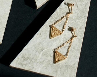 18k gold plated Rise Earrings: Art Deco Inspired Drop Earrings, Handmade