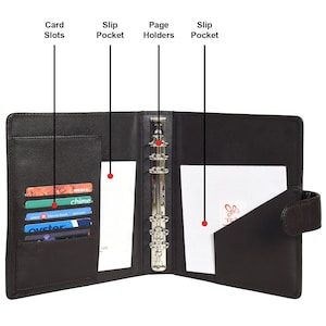 Grains & Tan volnerf lederen A5 ringband, dagboek, dagboekomslag, A5 leren folio met creditcardvakken - relatiegeschenk