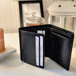 Cartera para hombre de piel plena flor color canela y grano completo, billetera plegable, billetera tipo cartera con protección RFID