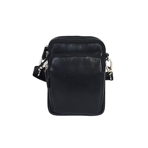 Petit sac messager unisexe en cuir pleine fleur Grains & Tan, sac de voyage avec longue bandoulière réglable (protégé par RFID)