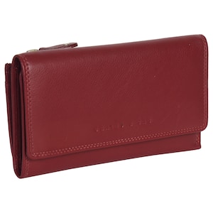 Long sac à main G&T en cuir pleine fleur à trois volets, pochette avec doublure RFID