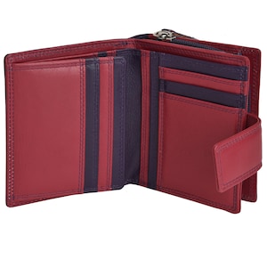 Porte-monnaie en cuir pleine fleur Grains & Tan, multicolore, doublure RFID, portefeuille à trois volets, 10 emplacements pour cartes de crédit, portefeuille à trois volets, poche pour la monnaie