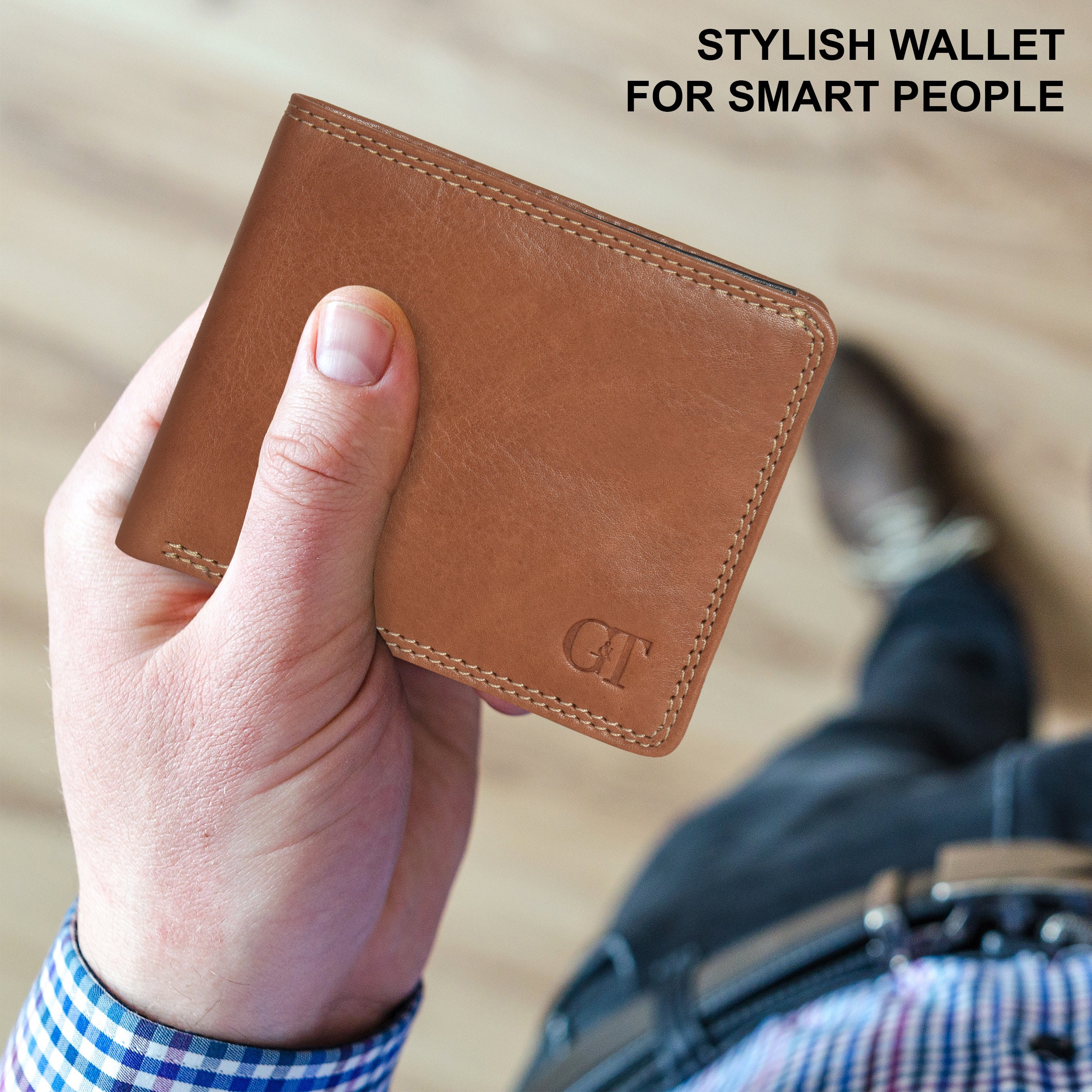 Portafoglio Uomo In Pelle Pieno Fiore Sottile Con Protezione RFID - Bifold Nero Con Scomparto Nascosto