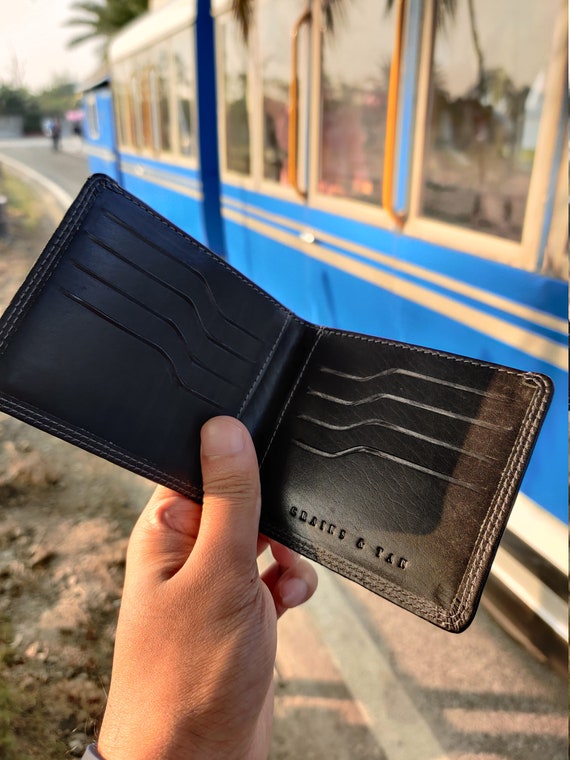 Portafoglio Uomo In Pelle Pieno Fiore Mrain – Bifold Sottile Con Protezione RFID E Scomparto Nascosto – Nero - 2