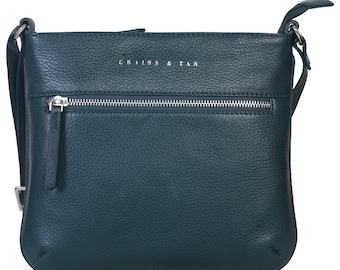 Full-Grain Leather Crossbody Bag: Grains & Tan Small Sling Bag
