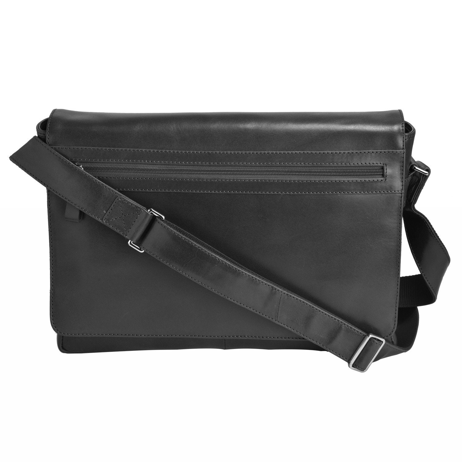 G&T Fullgrain Leather Flap Over Laptop Messenger Expandable Etsy