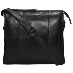Grains & Tan Vollnarbenleder Weiche Damenhandtasche, Crossbody-Tasche mit langem verstellbarem Riemen