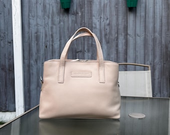 Grains & Tan Full-grain Leather Grab Bag, Crossbody Bag with Long Adjustable Strap