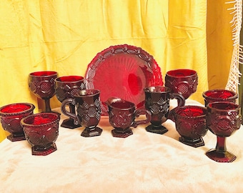 Vintage Avon Cape Cod Ruby servisset