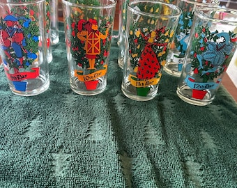 vintage anchor hocking 12 days of Christmas glasses