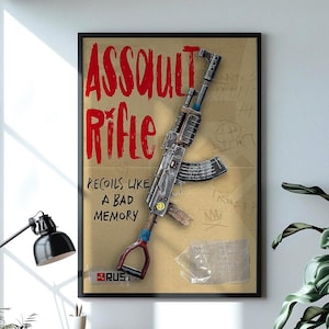 Rust Game Poster, Surreal Survival Art Print Gaming Wall Decor, Digital Download Print
