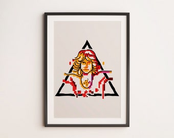 Jim Morrison Psychedelic Art Print: The Doors, Colorful Glitch IllustrationDigital Download