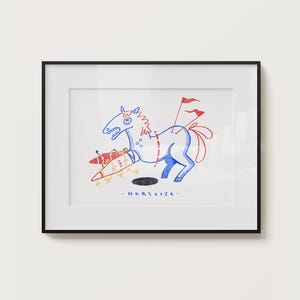 Pferde Illustration Poster - Surreale konzeptuelle Digitale Wandkunst | Dunkler Pferdekopf