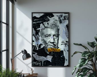 Póster imprimible de David Lynch, retrato del director de cine, arte mural para cinéfilos, descarga digital.