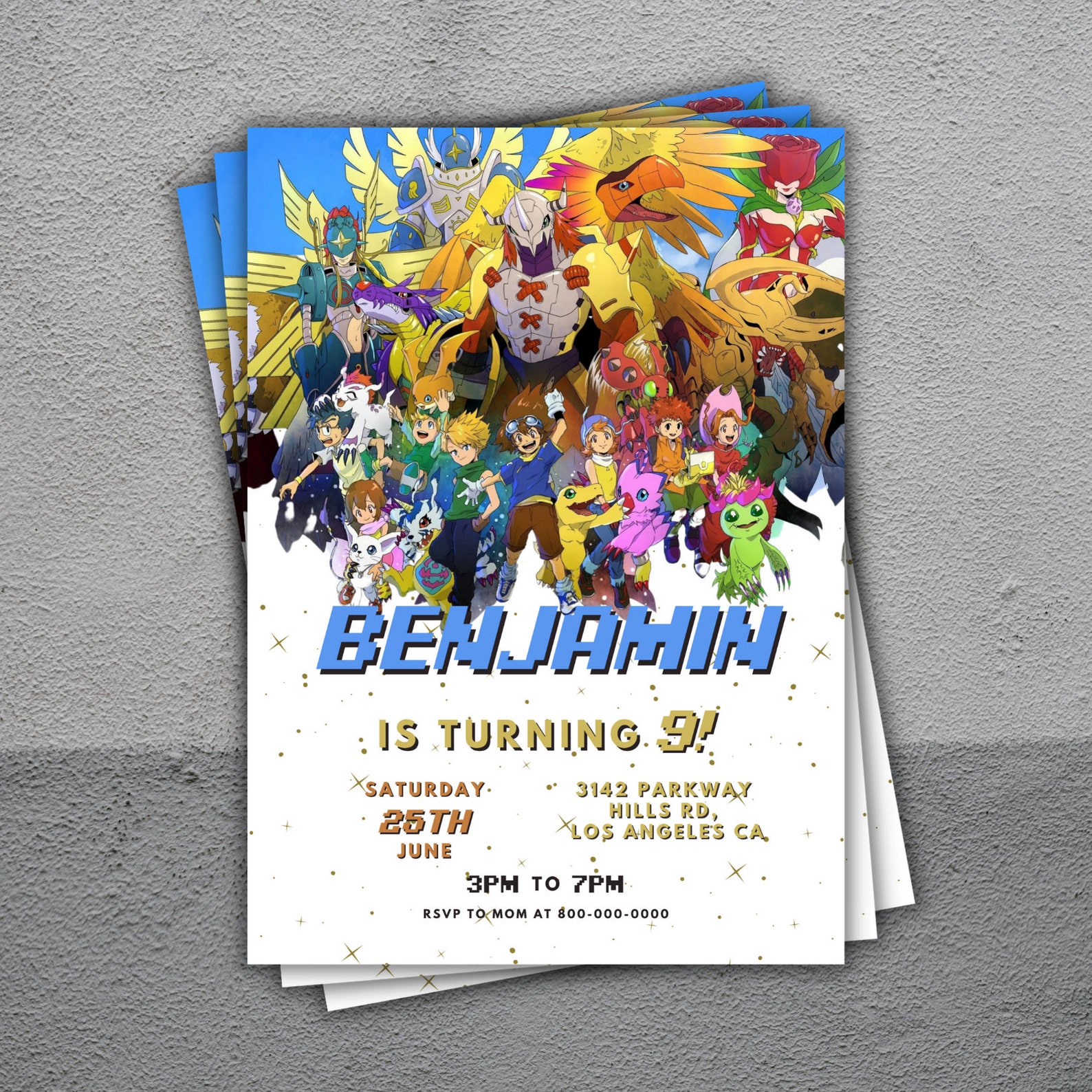 Anime Digimon Birthday Invitation Party Birthday Ideas Kids Etsy