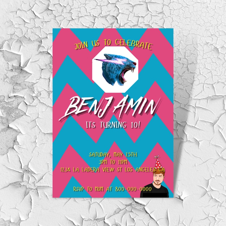 Mr. Beast Birthday Invitation Electronic Invite Editable | Etsy