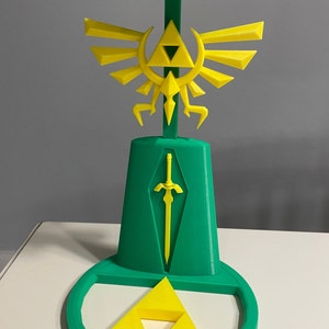 Hyrule Themed Headphone Stand with Crest of Hyrule, Master Sword, and Triforce Design image 2