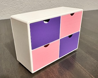 Doll Dresser with 4 Drawers and Finger Holes | Dollhouse Furniture/Accessory Storage