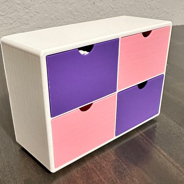 Doll Dresser with 4 Drawers and Finger Holes | Dollhouse Furniture/Accessory Storage