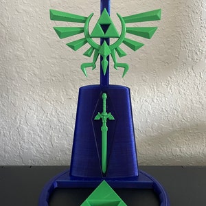 Hyrule Themed Headphone Stand with Crest of Hyrule, Master Sword, and Triforce Design image 3