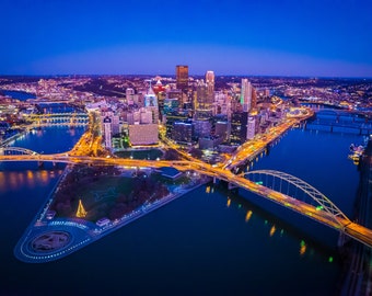 Aerial view of Pittsburgh from the West End