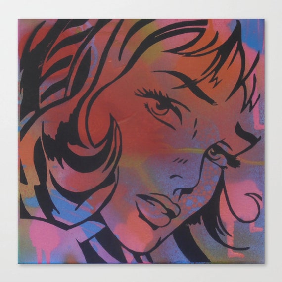Pop Art Spray Paint Stencil Canvas Print | Etsy