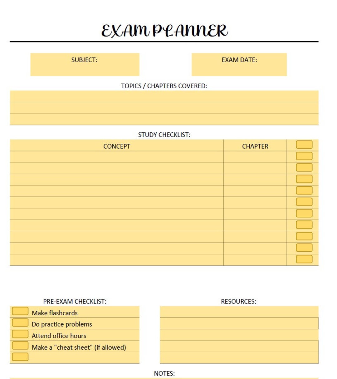 Student Academic Planner (digital Print Out) - Etsy
