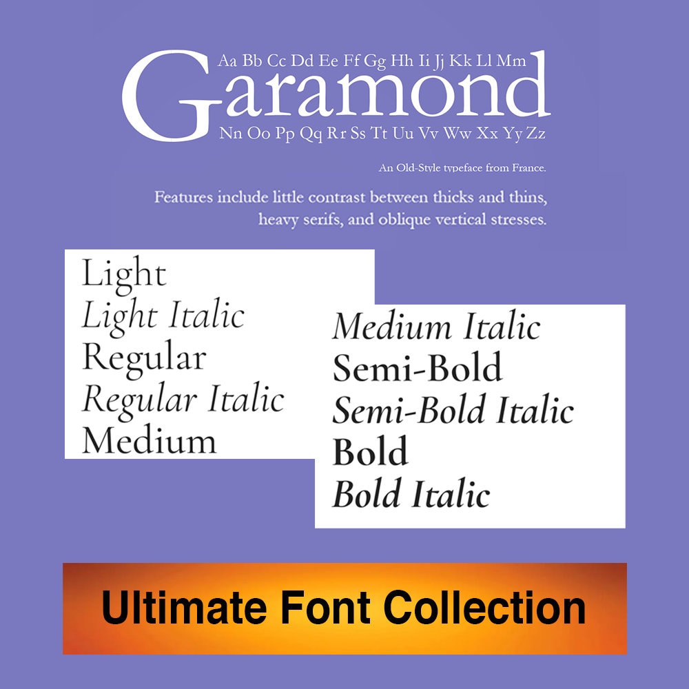 Garamond Font Family Collection 330 Garamond Fonts Garamond Complete