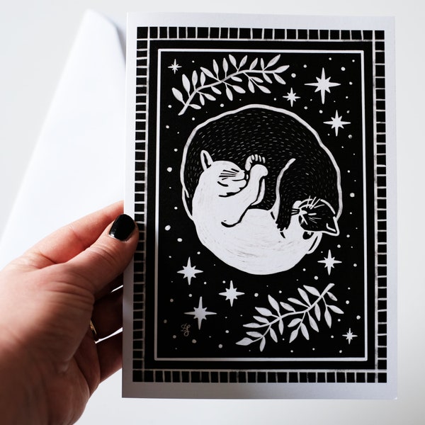 Chats Yin Yang / Amoureux des chats Carte de vœux