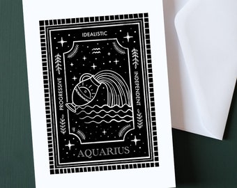 AQUARIUS Zodiac Star Sign Frameable Greeting Card