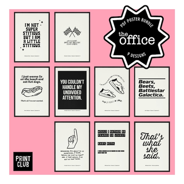 The Office Quotes Posters | Downloadable PDF The Office Print Bundle | Michael Scott Quotes