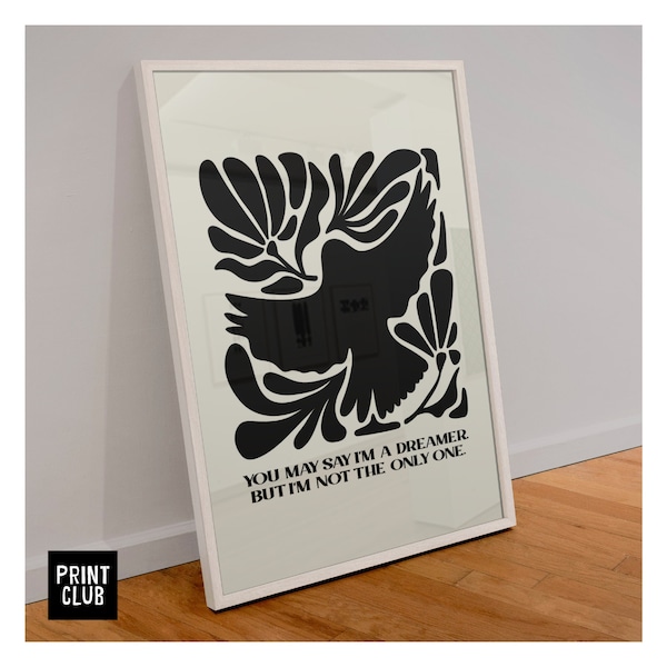 John Lennon Poster | ‘Imagine’ Lyrics Print | John Lennon Art Print