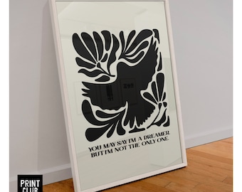 John Lennon Poster | ‘Imagine’ Lyrics Print | John Lennon Art Print