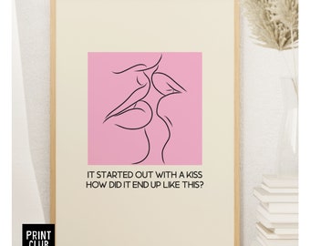 The Killers Poster Downloadable PDF | ‘Mr Brightside’ Lyrics Print | The Killers Art Print ‘Started out with a kiss’ | Print at home