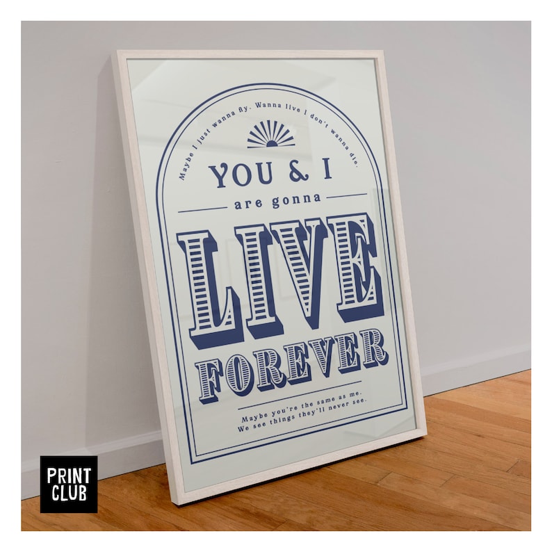 Oasis Poster live Forever Lyrics Print Oasis Art Print Etsy
