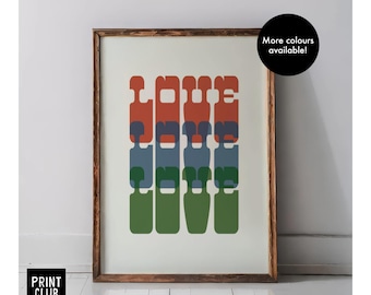Póster de los Beatles / Impresión artística "Love, Love, Love" / Impresión artística con las letras de los Beatles