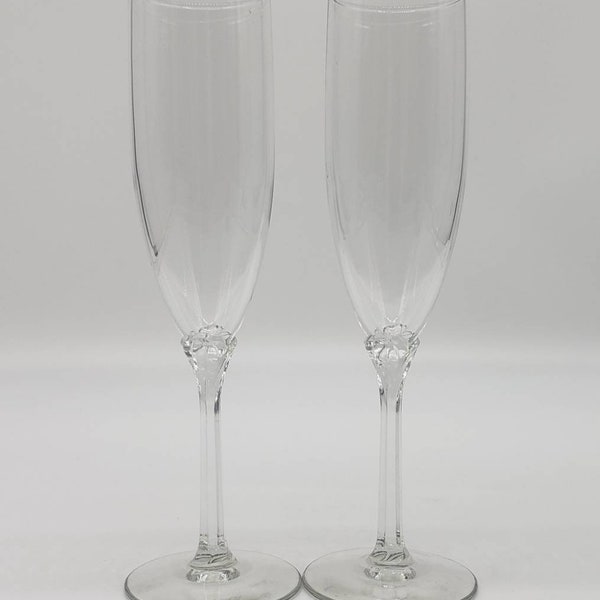 Vintage Libbey fluted champagne glass Set of two Domaine clear